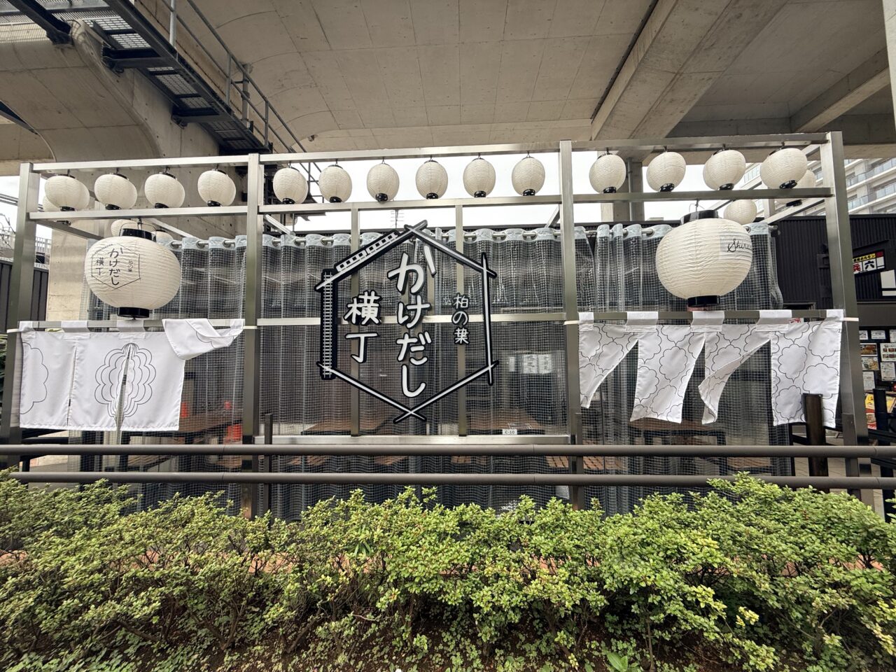 柏の葉かけだし横丁のネオンの看板