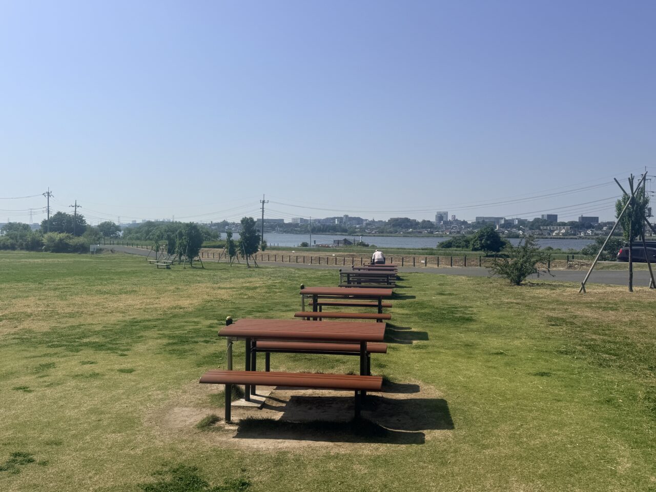 手賀沼一望できるベンチ
