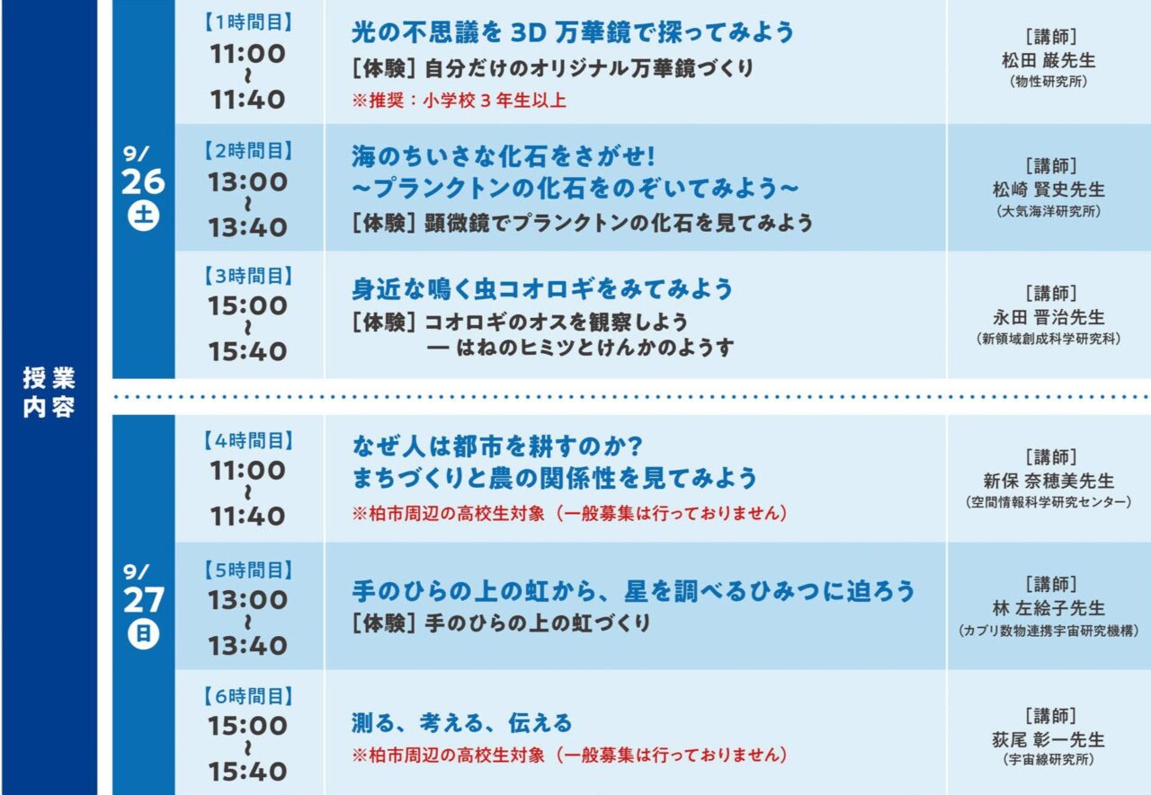 東京大学の先生がやってくる! ナゾとき!こども科学探検隊